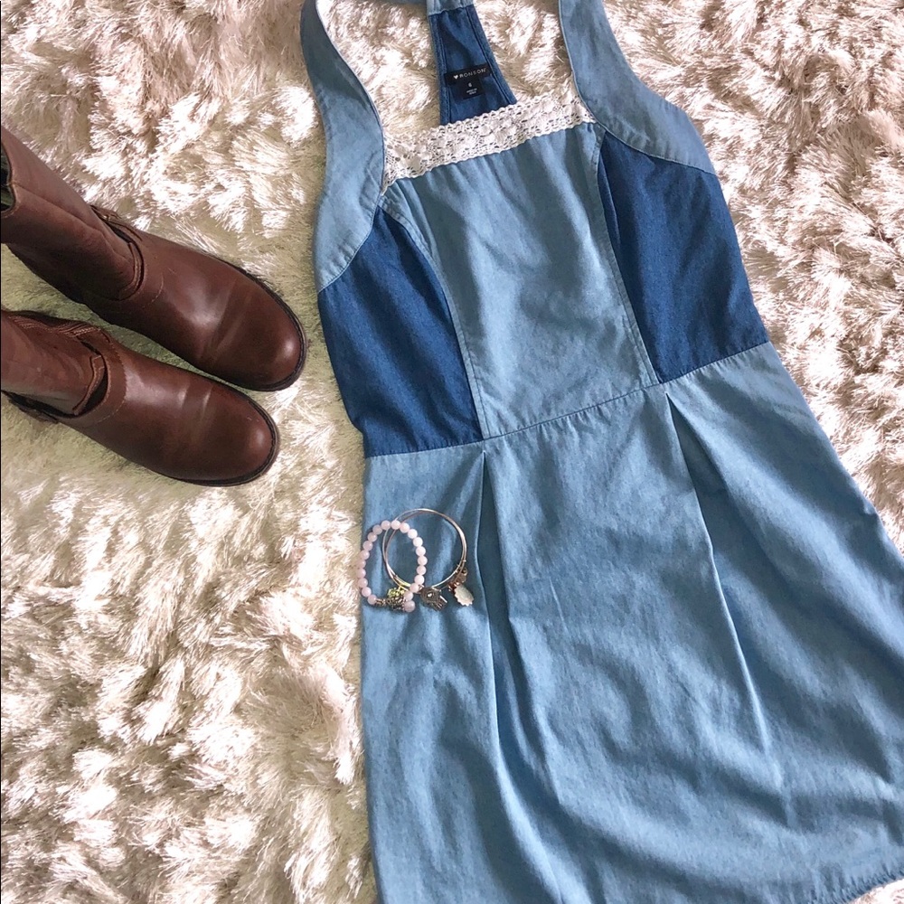 I ❤️ Ronson Vintage light and dark denim mix dress